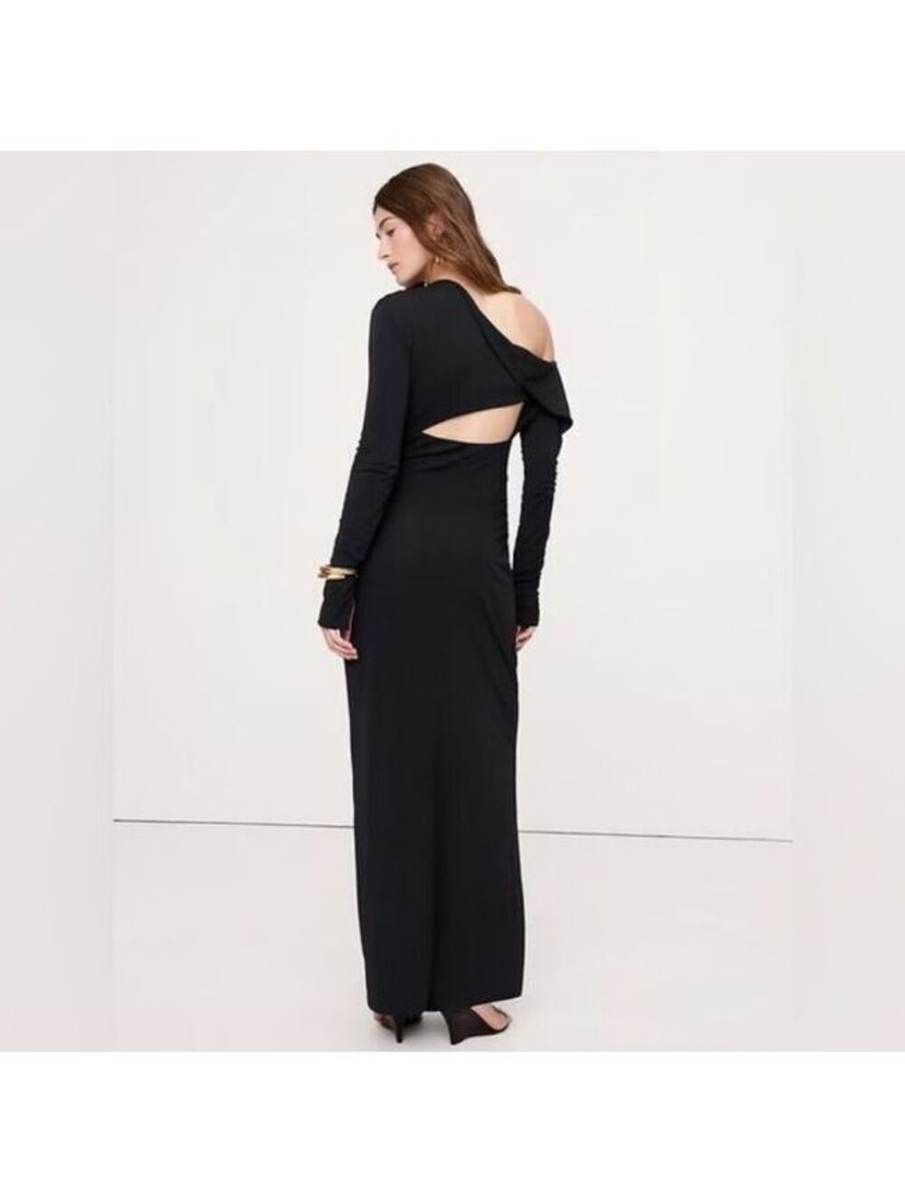 Banana republic Matte Jersey Open Back Maxi Dress black NWOT party cocktail
